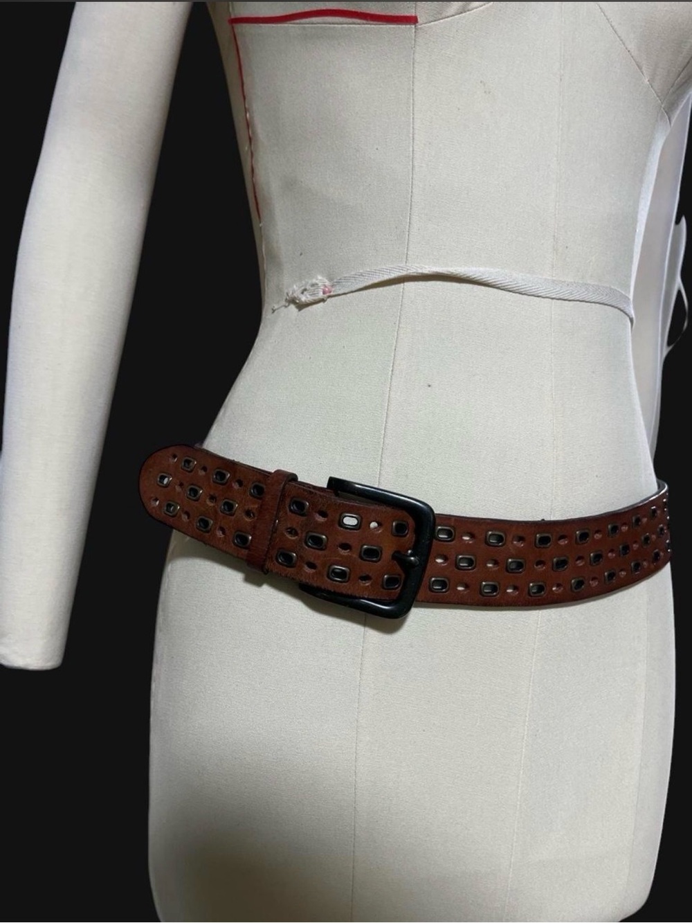 Lauren Ralph Lauren Brown Leather Studded Belt with Black Buckle - Picture 8 of 8